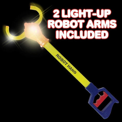 ArtCreativity Light-Up Robot Arm Reacher Grabber Toy, Set of 2, 20 Inch Robotic Hand Grab Claw w/ LED Flashing Lights, Cool Grabbing Stick, Batteries Included, Best Birthday Gift for Boys & Girls