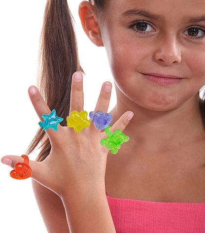 ArtCreativity Sparkle Rings for Kids, Set of 144, Adorable Jewelry for Little Girls & Boys, Glitzy Plastic Princess Rings in Fun Assorted Colors and Designs, Dress Up Accessories, Goodie Bag Fillers