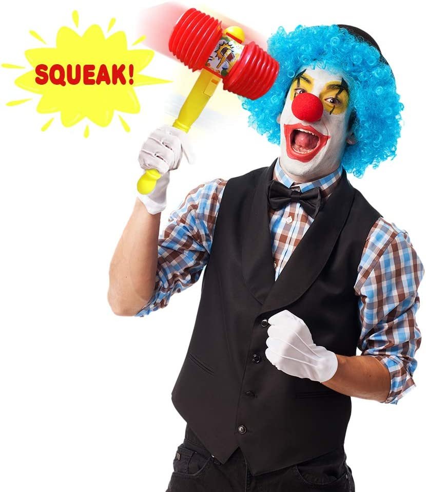 Giant Squeaky Hammer, Jumbo 14" Kids’ Squeaking Hammer Pounding Toy, Clown, Carnival, and Circus Birthday Party Favors, Great Gift for Boys and Girls Ages 3 Plus
