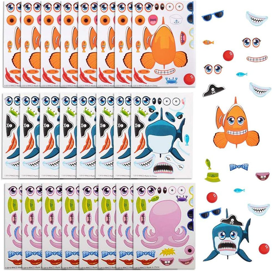 Make Your Own Sea Life Sticker Assortment, Set of 24 Sheets, Unique Arts ‘n Crafts Activity Supplies Kit for Kids, Sticker Prize, Fun Birthday Party Favor, Goodie Bag Filler