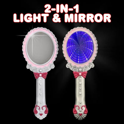 ArtCreativity Light Up Magic Mirror with Sounds, 1 Piece, Battery-Operated Toy Mirror with an Optical Illusion, Colorful Handheld Mirror Toy for Girls, Great as a Gift or Princess Party Favor