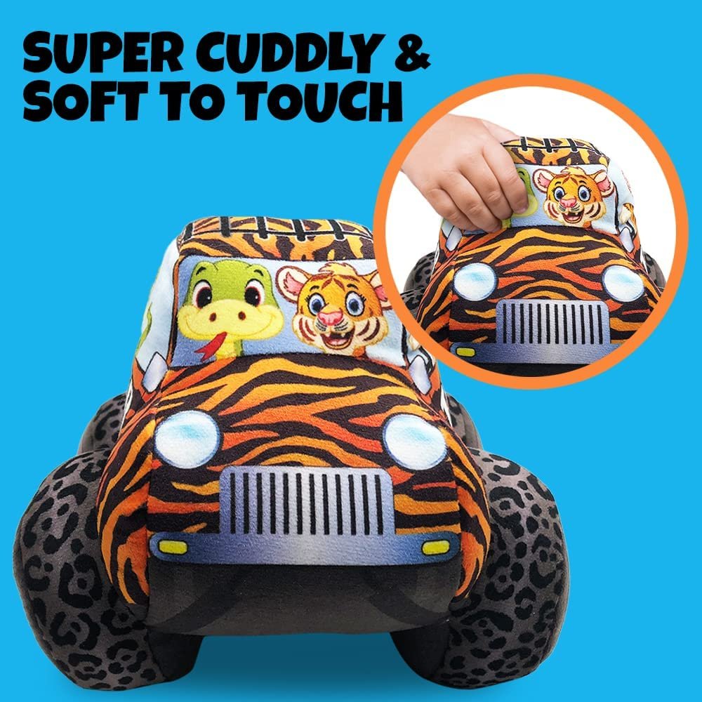 ArtCreativity Safari Plush Monster Truck, 8 Inch Big Monster Truck Stuffed Toy, Cool Animal-Themed Design, Soft Car Toys for Toddlers Car Stuffed Animal, Car Plush for Boys and Girls, Great Gift Idea