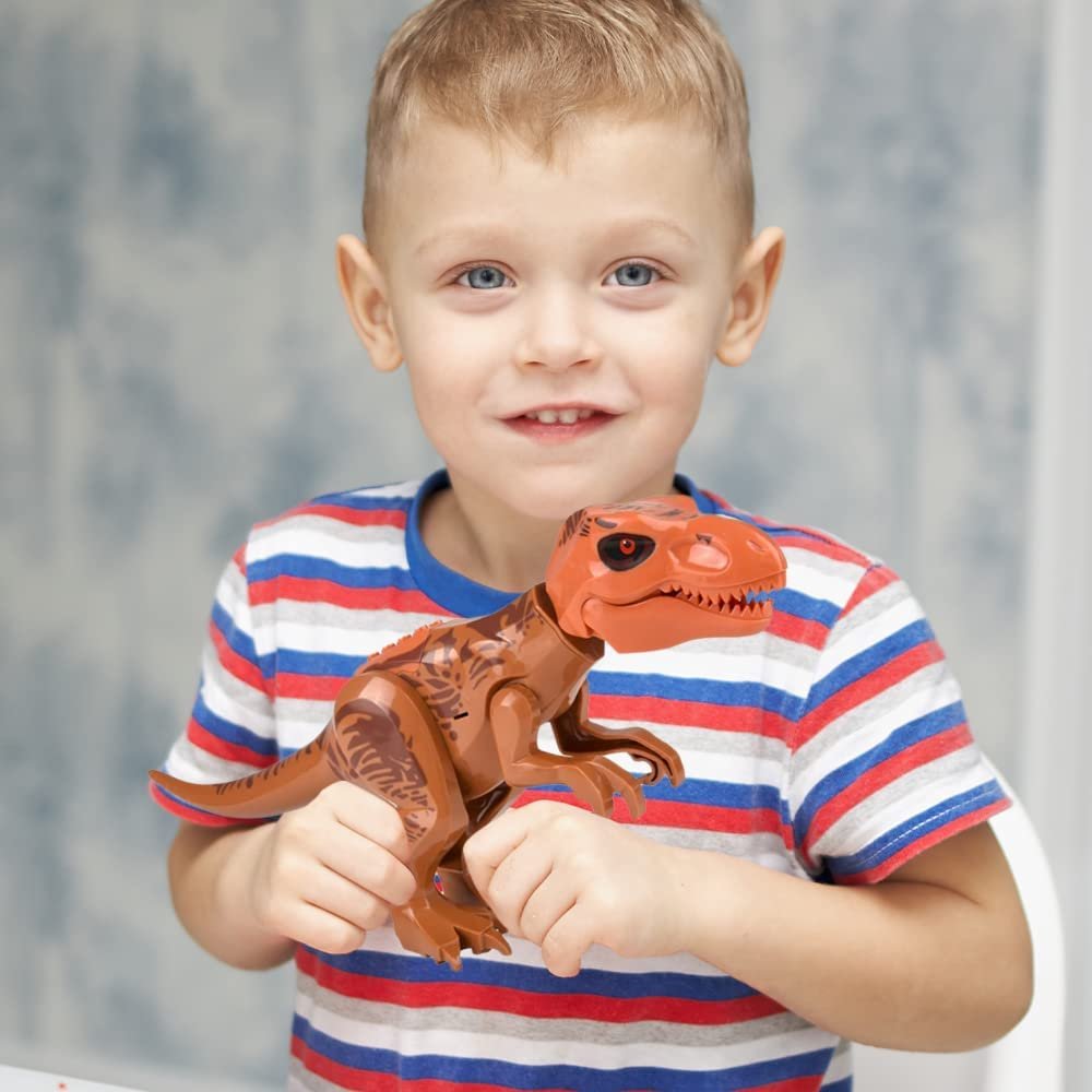 Roaring T-rex Dinosaur Toy for Kids, Build Your Own Dinosaur Block Figure, Features Sounds and Includes Assembly Instructions, Dinosaur Birthday Party Supplies for Kids