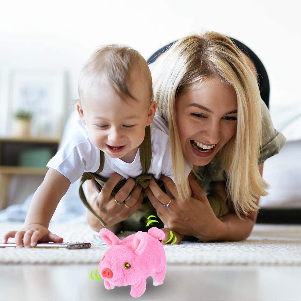 Walking Pig Toy That Oinks, Wiggles, and Lights Up, Battery Operated Oinking Piggy with Moving Tail and Nose, Interactive Piglet Pet Toy for Kids, Best Gift for Boys and Girls
