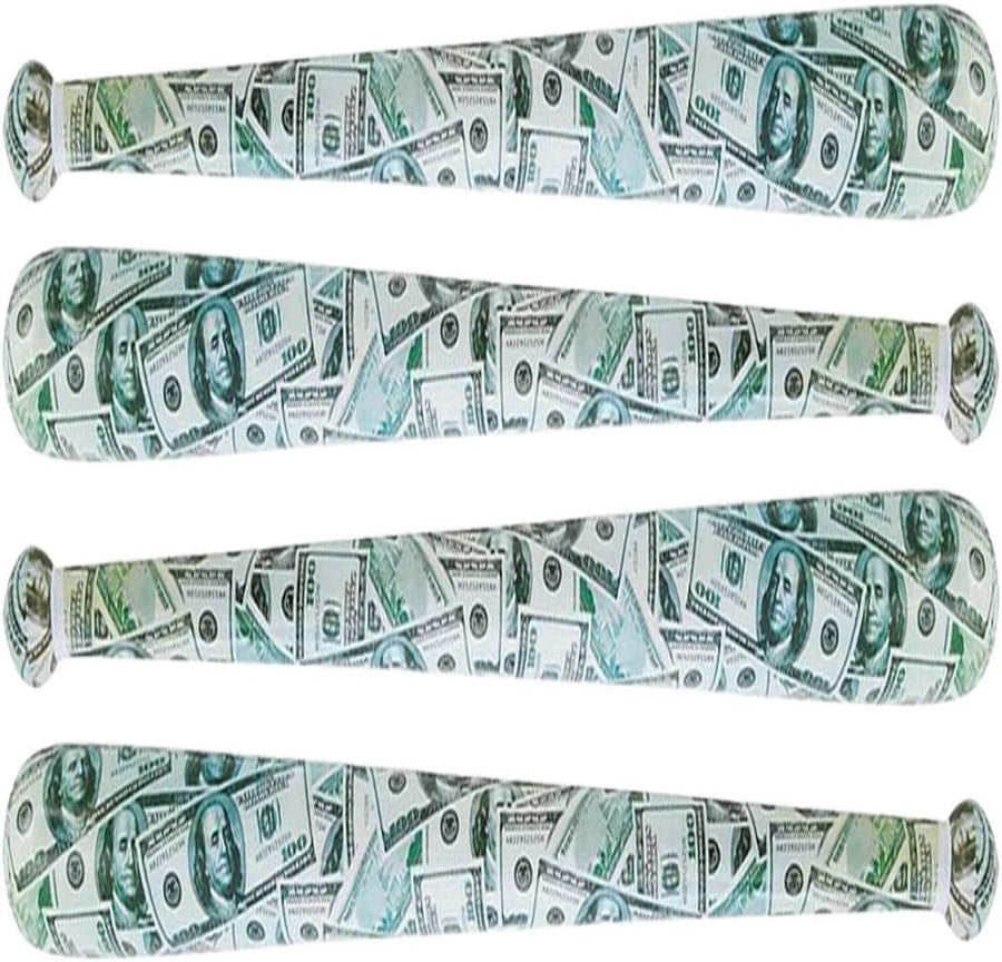 Money Baseball Bat Inflates for Kids, Set of 4, 40" Durable Inflates, Cool Sports Birthday Party Favors, Decorations, and Supplies, Carnival Party Prizes