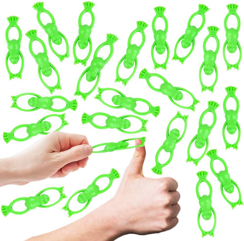 Stretchy Frog Slingshot Toys, Set of 24, Sling Shot Animal Toys for Kids, Outdoor Shooting Toys for Boys and Girls, Fun Zoo Birthday Party Favors, Animal Goodie Bag Fillers