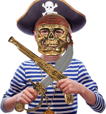 ArtCreativity Pirate Play Set for Kids, 5PC Playset with Plastic Sword, Pistol, Dagger, Compass, and Mask, Pirate Halloween Costume Accessories and Photo Booth Props, Fun Pretend Play Set