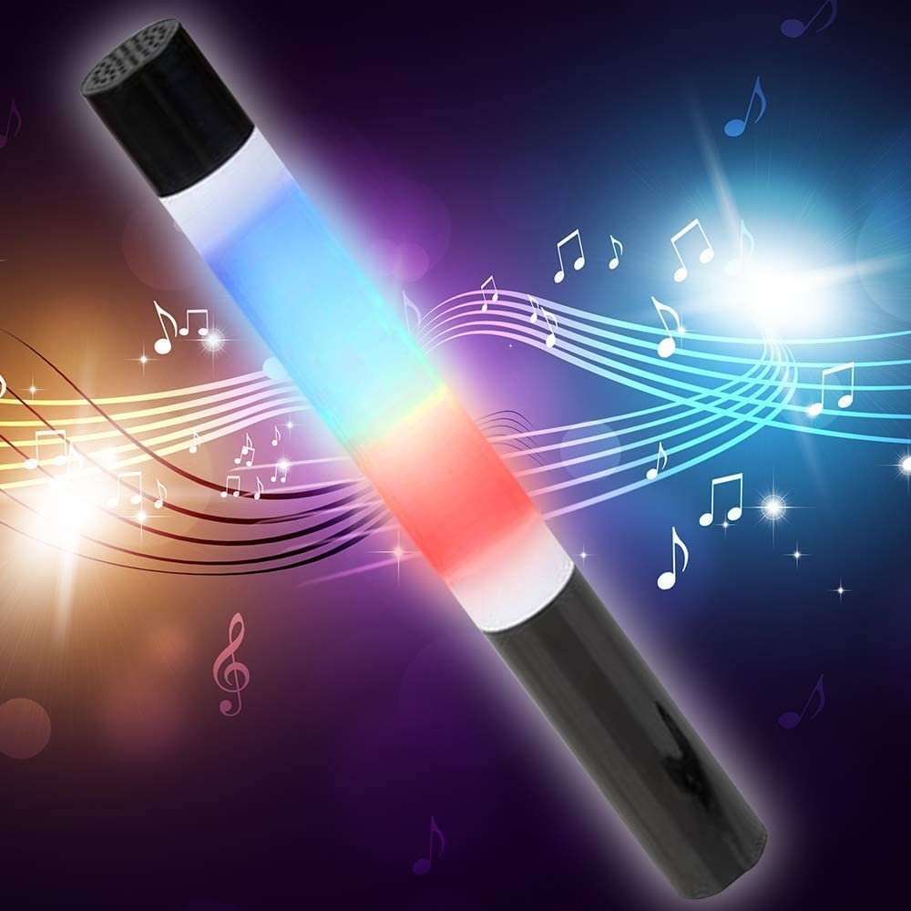 Light-Up Bluetooth Speaker for Kids, 1PC, Wireless Stick Music Speaker with Flashing LED Lights, Portable Speaker for Hiking, Camping, Home, Great Birthday for Children