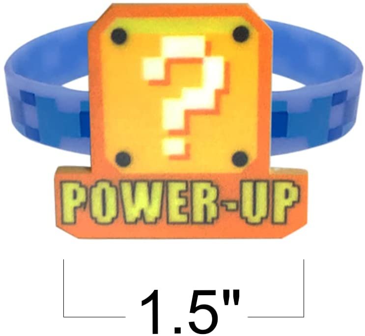 Power Up Rubber Bracelets for Kids, Set of 12, Colorful Stretchy