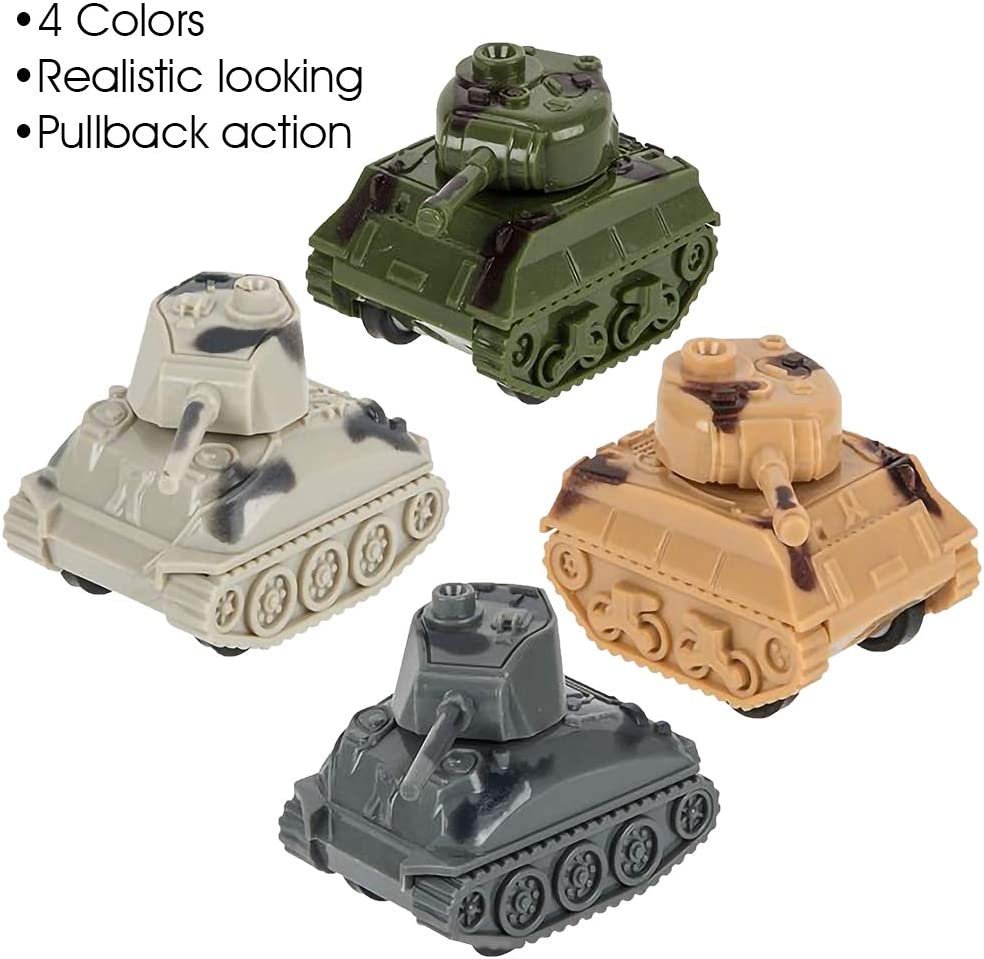 ArtCreativity Mini Pullback Tanks, Pack of 24, Fun Army Action Military Vehicles with Pullback Mechanism, Birthday Party Favors for Boys and Girls, Goodie Bag Fillers