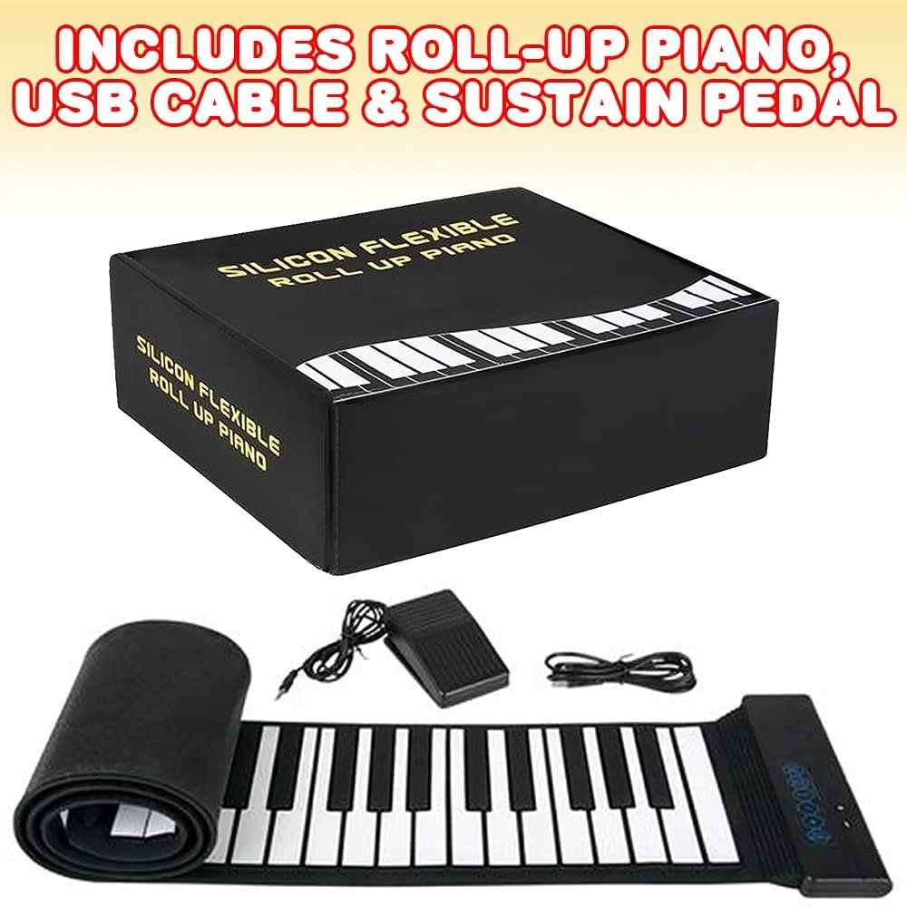Electric Roll Up Piano, Foldable Piano Keyboard for Kids and Adults, 88-Key Electric Keyboard with Sustain Pedal and USB 5V Cord, Travel-Friendly Kids’ Music Toys, Great Gift Idea