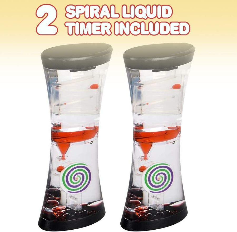 4.75" Liquid Motion Bubbler Timer with Dual Spinning Wheels - Pack of 2 - One Minute Bubble Hourglass, Soothing Visual Sensory, Relaxing Fidget Toy, Great Gift for Boys and Girls