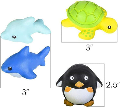 ArtCreativity Squish Sea Life Assortment, Set of 4, Scented Slow Rising Stress Relief Toys for Kids, Squeezable Birthday Party Favors and Goodie Bag Fillers, 4 Cute Designs and Colors