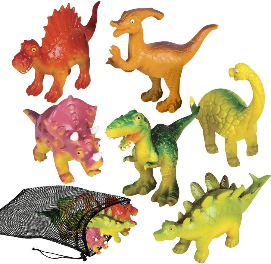 Baby Dinosaur Figures Assortment in Mesh Bag, Set of 12 Mini Dinosaur Figurines in Assorted Designs, Fun Dinosaur Playset for Kids, Bath Water Toys, Dino Party Favors for Boys and Girls