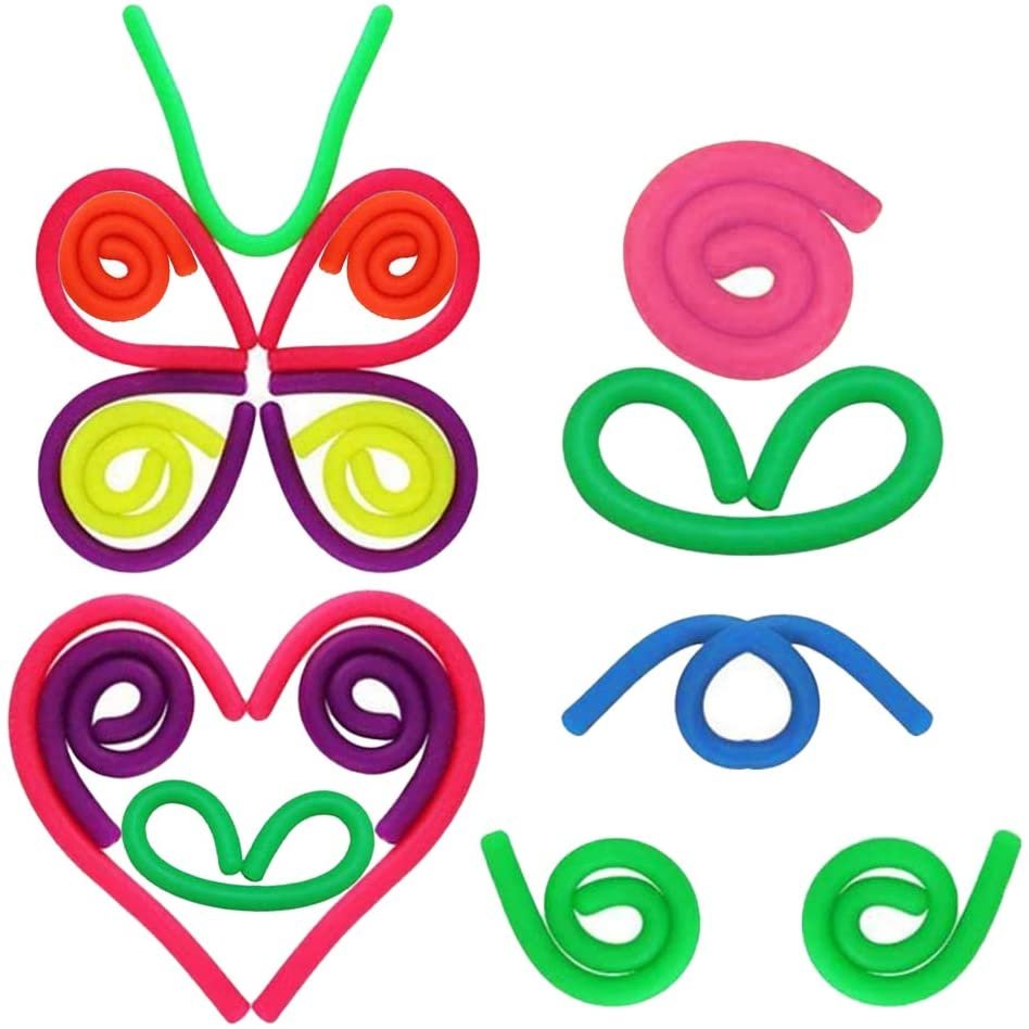 Stretchy Strings, Set of 12, Colorful Stress Relief Toys for Kids and Adults, Stretchy up to 8 Feet, Fun Fidget Toys for Boys and Girls, Sensory Toys for Autism, Bright Assorted Colors