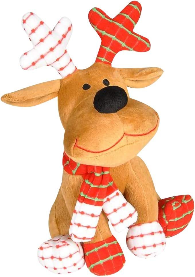 ArtCreativity Plush Christmas Moose, 8.5 Inch Adorable Holiday Stuffed Animal Toy with Scarf, Super Soft and Cuddly, Cute Christmas Decorations for Home and Office, Great Gift Idea
