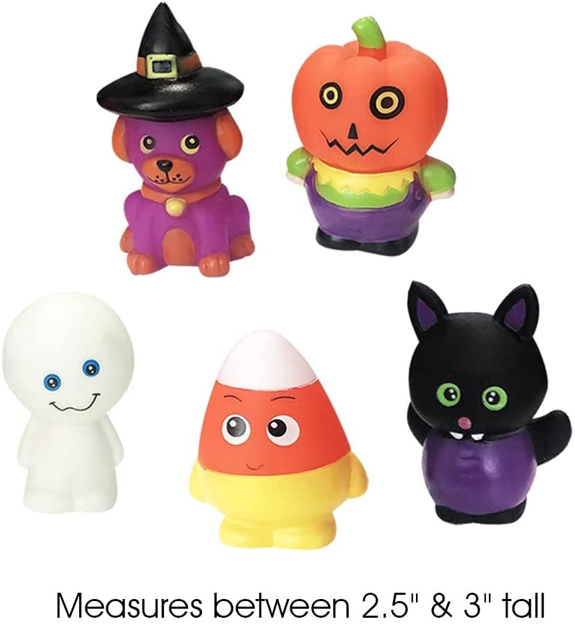 Assorted Halloween Rubber Characters for Kids, Pack of 10, Variety of Halloween Figures, Trick or Treat Supplies, Goodie Bag Fillers, Party Favors, Halloween Themed Bathtub Toys