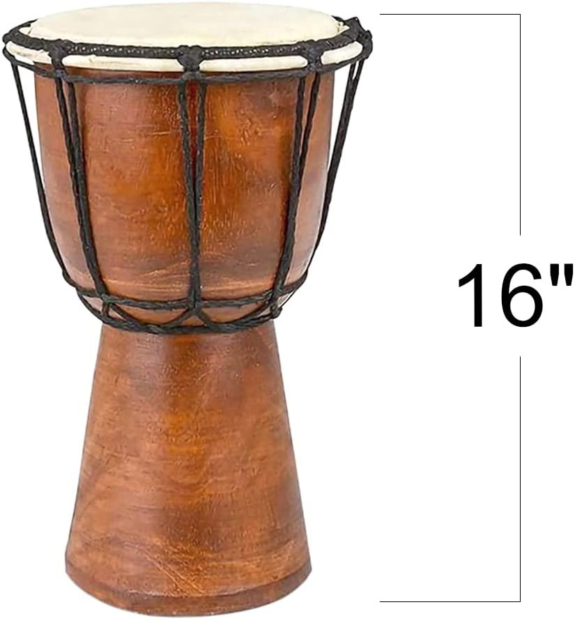 16" Wooden Drum Set with Sticks, Rustic Brown Wood and Authentic Design, Fun Musical Instrument for Kids, Great Gift Idea for Boys and Girls