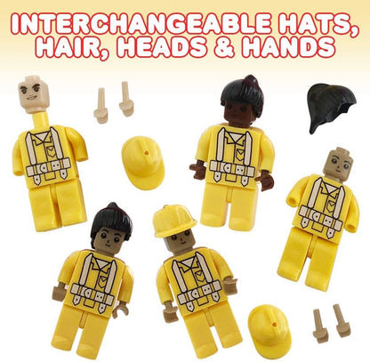 ArtCreativity Building Block Workers, Set of 10, Mini Plastic People with Interchangeable Accessories, Construction Birthday Party Favors and Supplies, Unique Cake Toppers and Goodie Bag Fillers