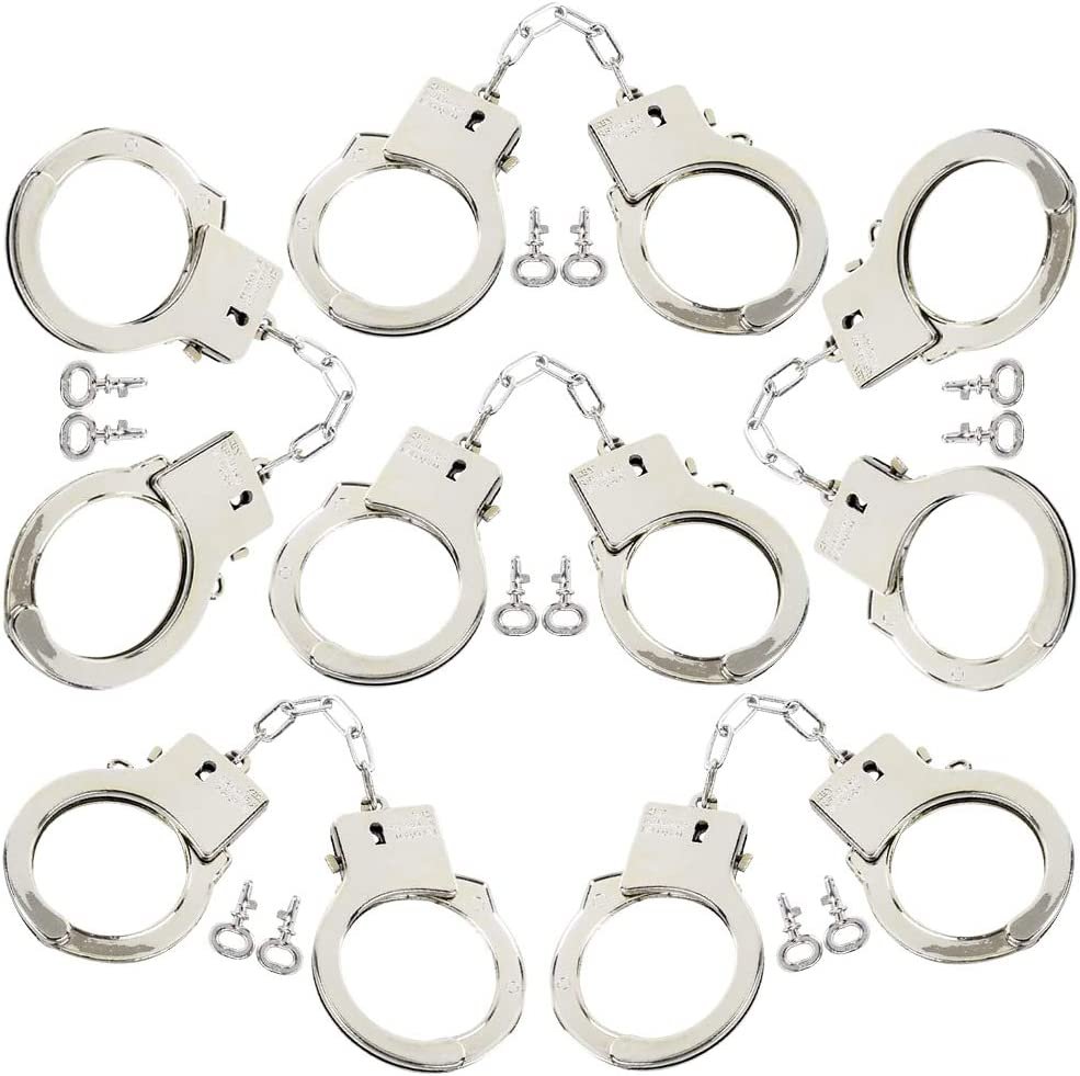 ArtCreativity Plastic Play Handcuffs for Kids, Set of 6, Pretend Play Toy Handcuffs with 2 Keys, Stage or Costume Prop, Fun Party Favor, Goodie Bag Filler, Gift for Boys and Girls