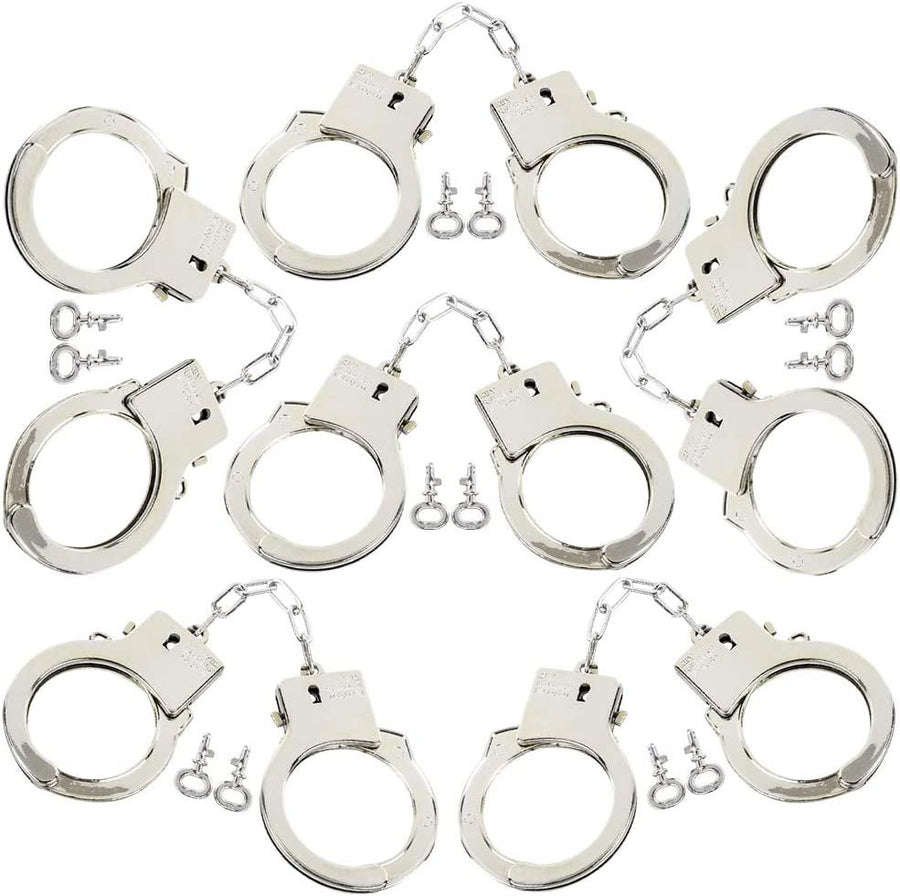 Plastic Play Handcuffs for Kids, Set of 6, Pretend Play Toy Handcuffs with 2 Keys, Stage or Costume Prop, Fun Party Favor, Goodie Bag Filler, Gift for Boys and Girls