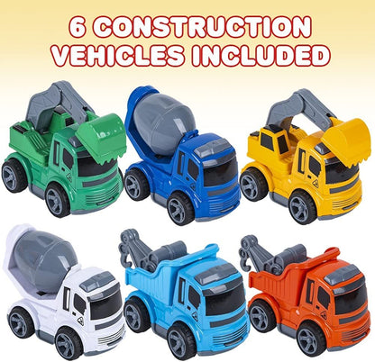 ArtCreativity Construction Toy Trucks, Set of 6, Diecast Construction Vehicles with Movable Parts, Car Toys for Kids, Plastic & Metal Material, Cool Construction Party Favors
