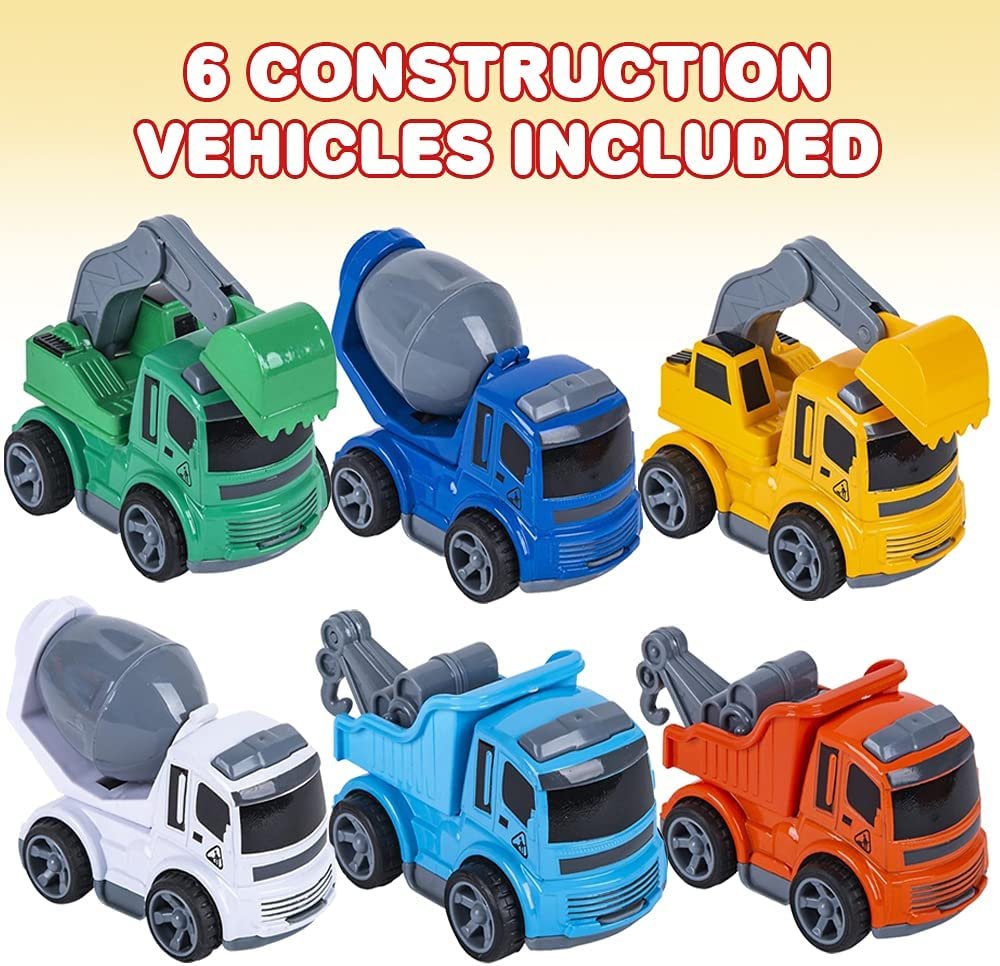 Construction Toy Trucks, Set of 6, Diecast Construction Vehicles