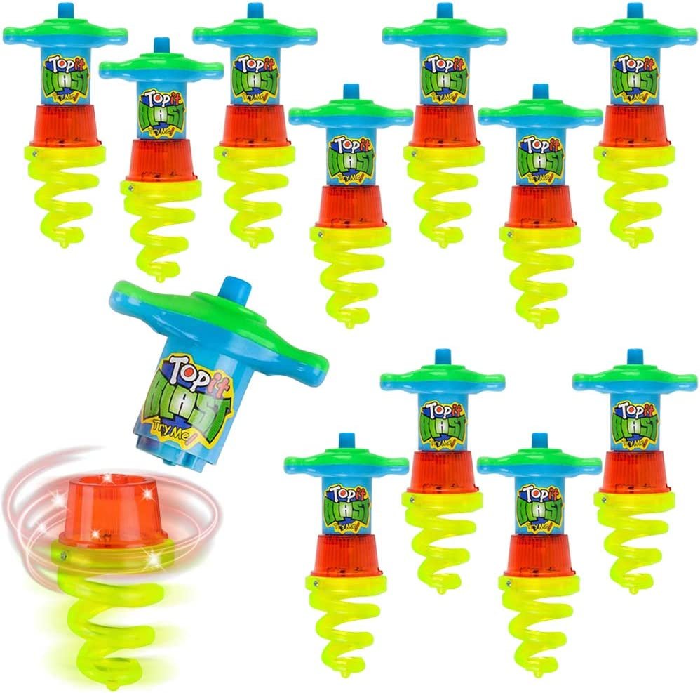 Light Up Spinning Tops for Kids, Set of 12, Flashing LED Spinner Toys in Multiple Colors, Fun Light Up Party Favors for Boys and Girls, Goodie Bag Fillers and Kids’ Stocking Stuffers