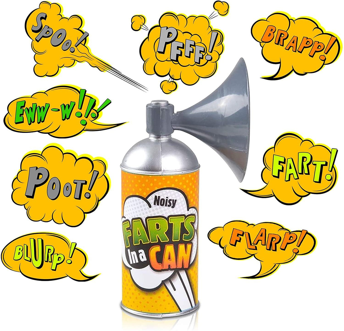 6" Fart in a Can Machine with 6 Hilarious Sounds - Prank Farting Sound Toy for Kids and Adults - 100% Odorless - Loud Bullhorn - Funny Gag Joke Gift for Boys, Girls, Men and Women