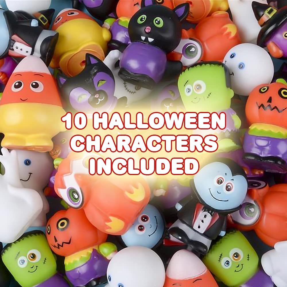 Assorted Halloween Rubber Characters for Kids, Pack of 10, Variety of Halloween Figures, Trick or Treat Supplies, Goodie Bag Fillers, Party Favors, Halloween Themed Bathtub Toys