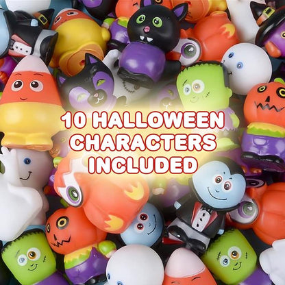 ArtCreativity Assorted Halloween Rubber Characters for Kids, Pack of 10, Variety of Halloween Figures, Trick or Treat Supplies, Goodie Bag Fillers, Party Favors, Halloween Themed Bathtub Toys