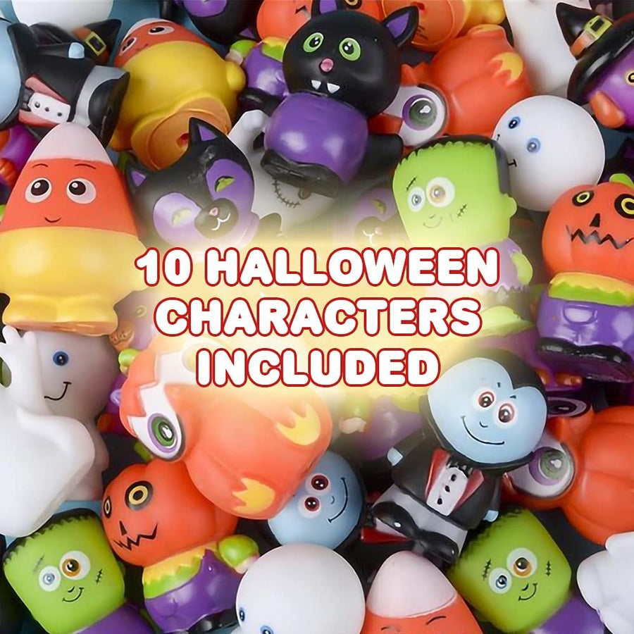 Assorted Halloween Rubber Characters for Kids, Pack of 10, Variety of Halloween Figures, Trick or Treat Supplies, Goodie Bag Fillers, Party Favors, Halloween Themed Bathtub Toys