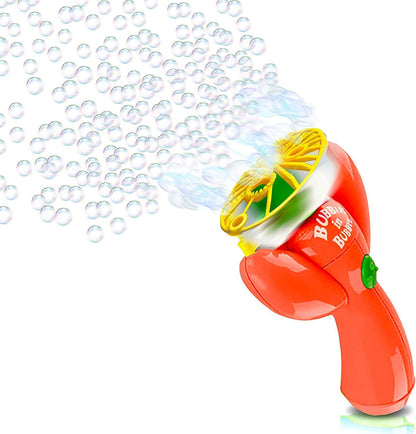 ArtCreativity Double Bubble Blower Fan - Battery-Operated Bubbles Blaster - 4 oz Solution and Dipping Tray Included - Fun Bubble Shooter for Boys and Girls, Great Outdoor Summer Game - Orange