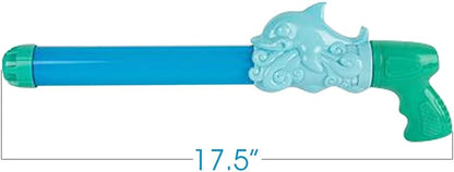 ArtCreativity Dolphin Water Blasters for Kids, Set of 2, 17.5 Inch Pump Action Water Squirter Toys for Swimming Pool, Beach, and Outdoor Summer Fun, Cool Birthday Party Favors for Boys and Girls
