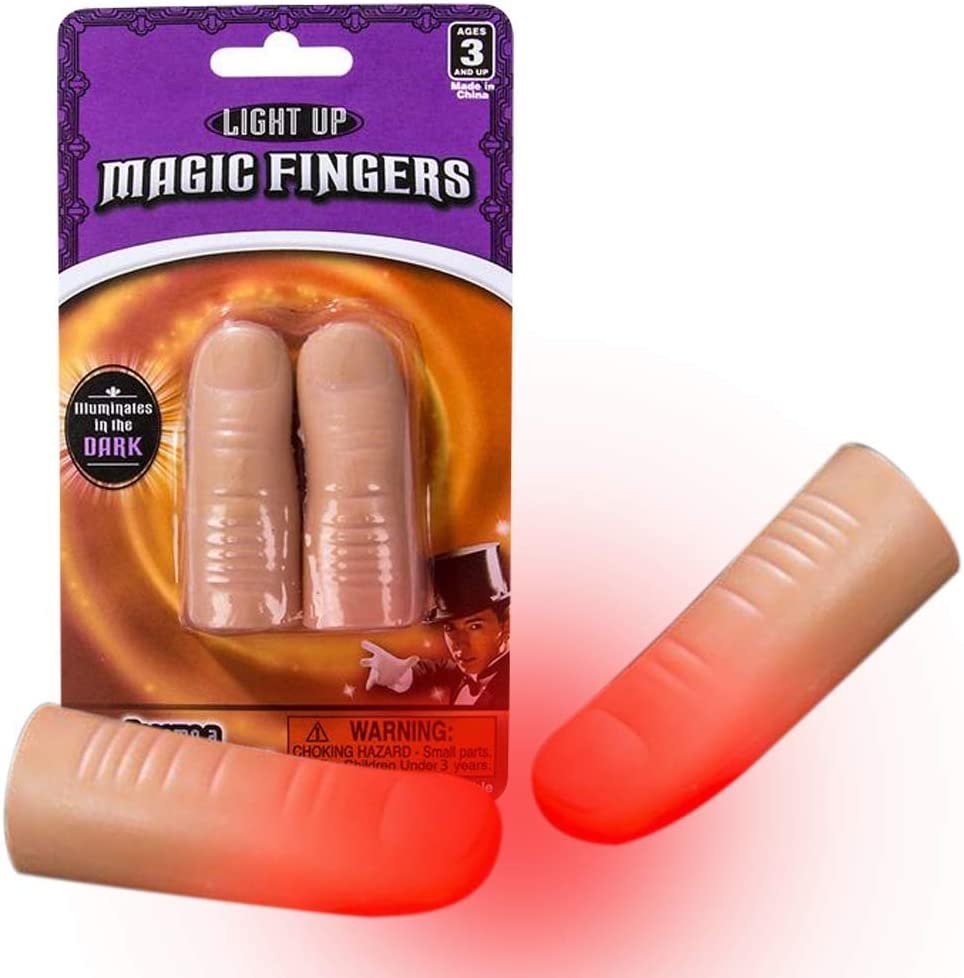 Light-Up Glow Fingers Set, 12 Pairs, Magic Finger LED Toys for Kids with Batteries, Fun Magician Trick Props for Boys and Girls, Fun Gag Toys and Birthday Party Favors for Children