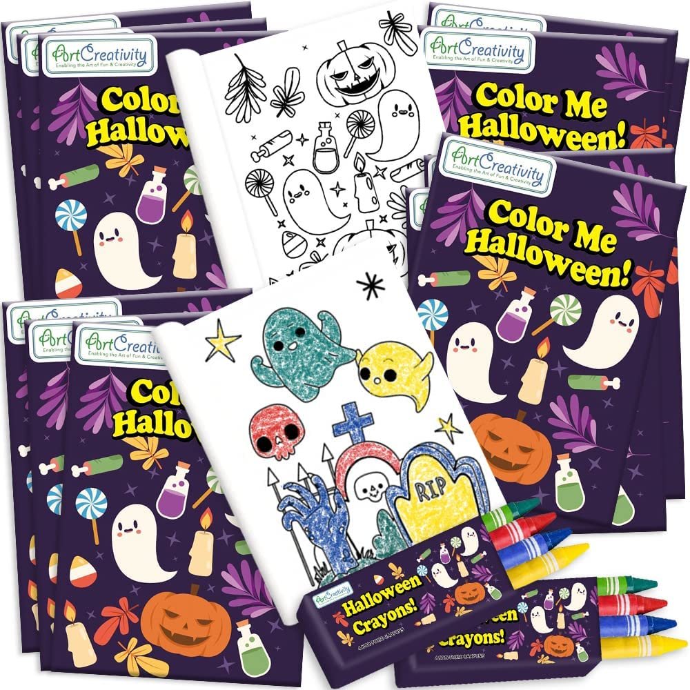 288 PC Bulk Halloween Coloring Books & Crayons Kit for 144