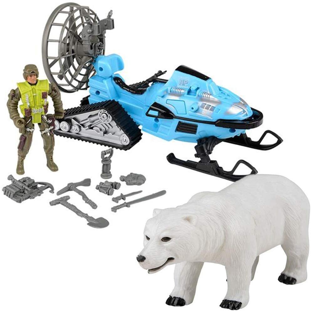 ArtCreativity Polar Adventure Pod Playset for Kids, Play Set for Boys and Girls with Toy Snowmobile, Action Figure, Polar Bear, and Accessories, Best Christmas or Birthday Gift for Children