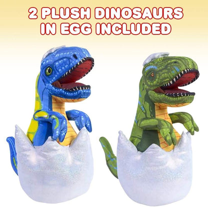 ArtCreativity Plush Dinosaurs in Eggs, Set of 2, Unique Stuffed Dinosaur Toys for Kids, Decorations for Kids’ Bedroom or Party, Fun Dinosaur Birthday Party Favors for Boys and Girls, Green and Blue