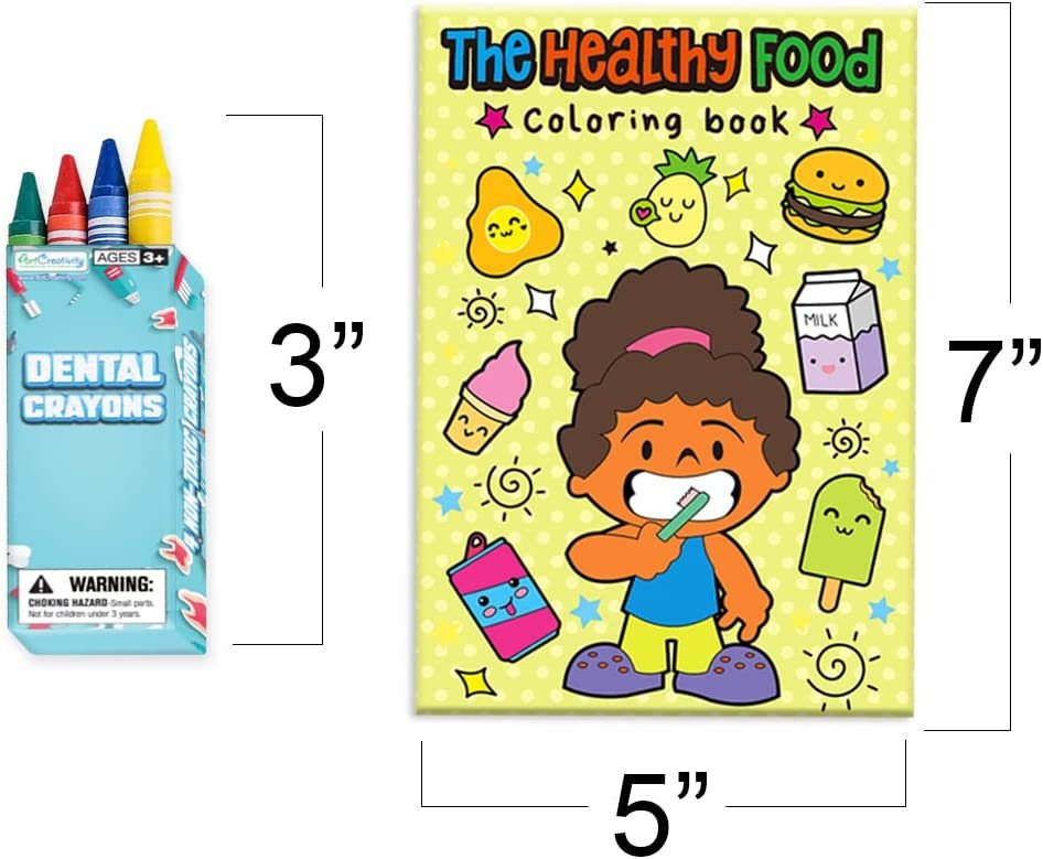 ArtCreativity Dental Coloring Book Kit for Kids - 12 Sets - Every Set Includes 1 Mini Color Book and 4 Crayons - Fun Birthday Party Favors, Sleepover Party Supplies, Great Gift Idea for Boys and Girls