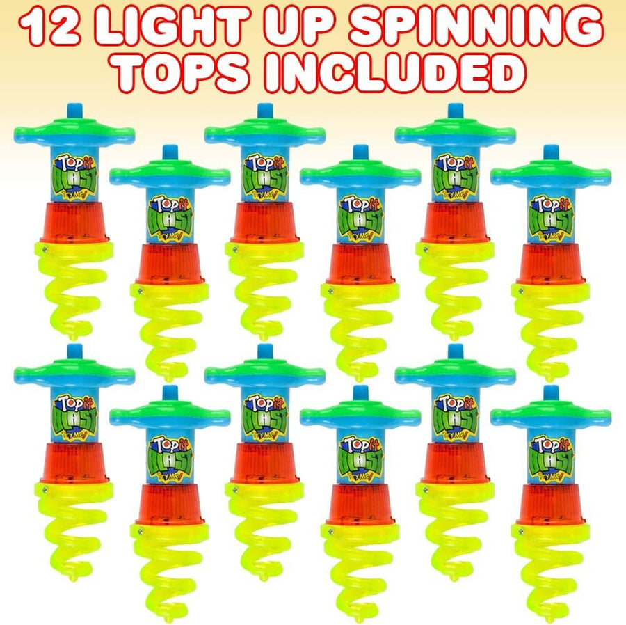 Light Up Spinning Tops for Kids, Set of 12, Flashing LED Spinner Toys in Multiple Colors, Fun Light Up Party Favors for Boys and Girls, Goodie Bag Fillers and Kids’ Stocking Stuffers