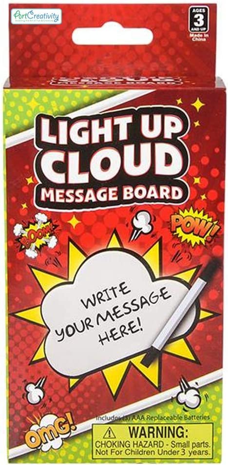Light Up Cloud Message Board with Dry Erase Marker, Backlit Tabletop Writing Board for Kids, Unique Room and Office Desk Décor, Battery Operated Night Light for Children