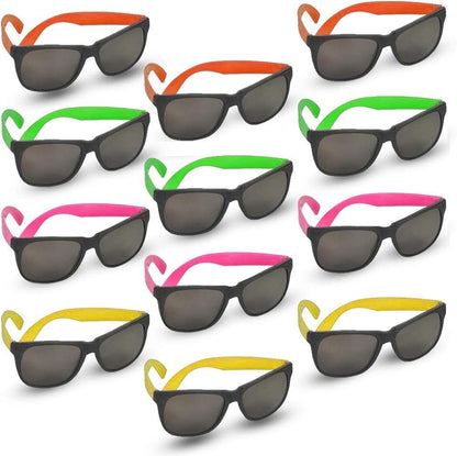 ArtCreativity Neon Sunglasses for Kids, Set of 12, Bright Assorted Colors, Cool Birthday and Pool Party Favors for Boys and Girls, Fun Dress-Up Accessories, Goodie Bag Fillers