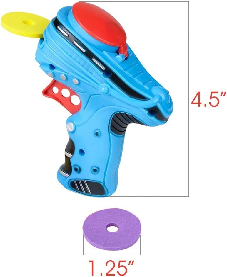 Auto Disc Shooter, Set of 2 Disk Launcher Toy Guns with 1 Blaster and 6 Foam Discs Each, Outdoor Games and Activities for Summer, Backyard, Picnic Fun, Colors May Vary.