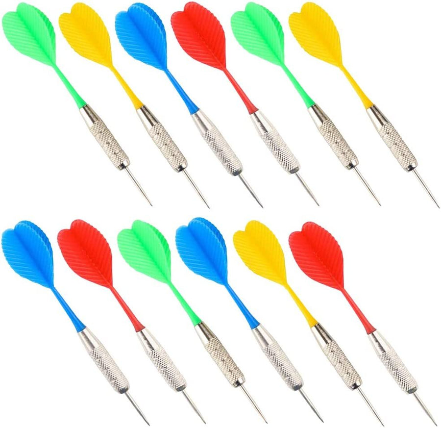 Weighted Darts for Kids, Set of 12, Steel Tip Darts Set, Fun Outdoor Games for Kids, Darts for Dartboard and Balloon Games, Best Christmas or Birthday Gift for Children & Adults