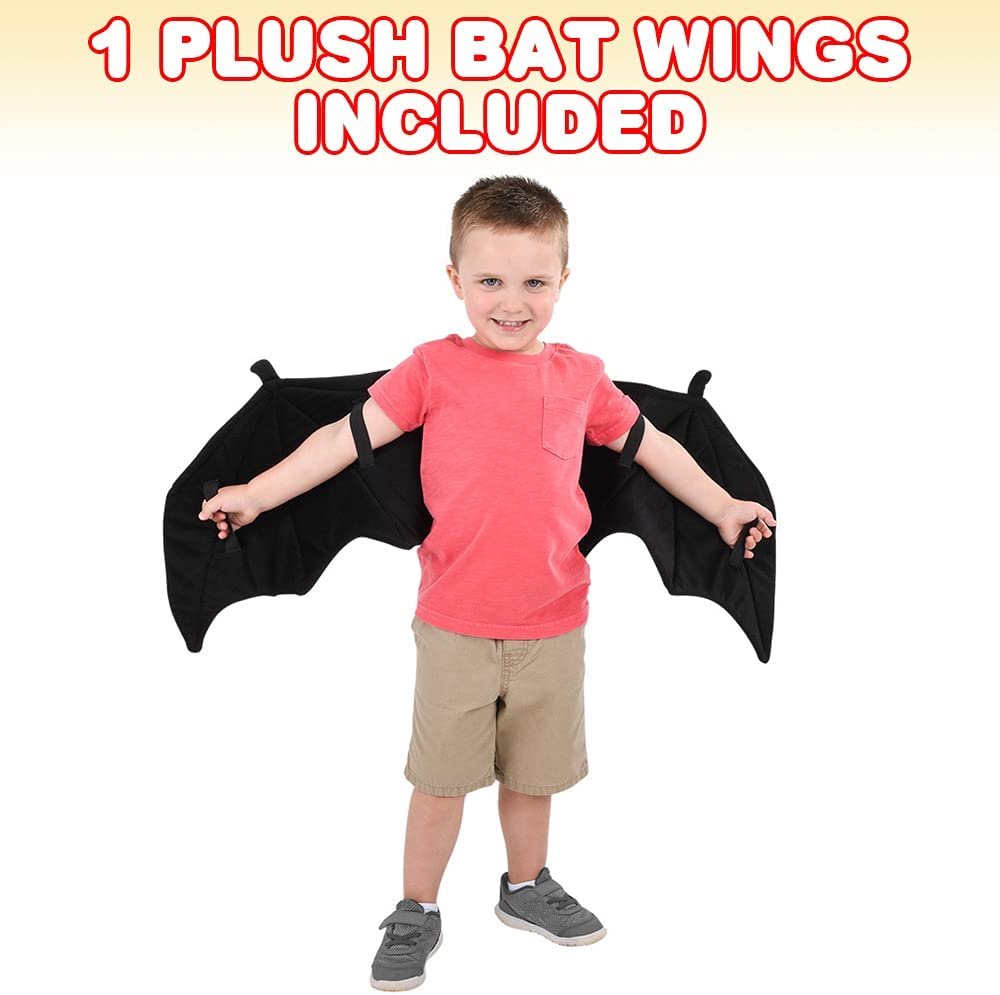 Plush Wearable Bat Wings, 1 Pair, Bat Wings for Boys and Girls in Black, Kids’ Bat Halloween Costume Made of Soft Material, Dress Up Accessories for Children