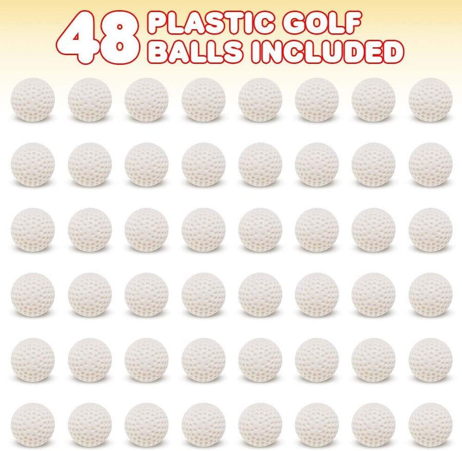 Plastic Golf Balls, Set of 48, Hollow Golf Balls for Kids and Adults, Sports Birthday Party Favors, Golf Theme Decorations, Great for Indoor and Outdoor Play, Sporty Goody Bag Fillers
