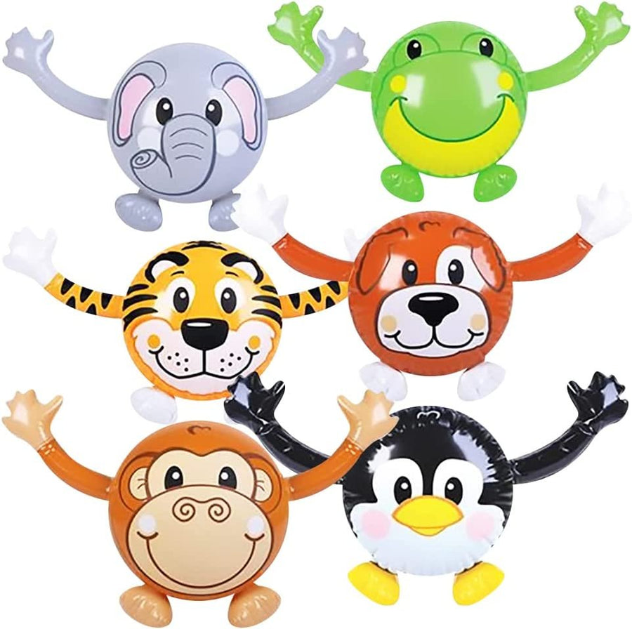 Animal Buddy Inflates, Set of 6, Animal Inflates for Kids with 6 Different Designs, Zoo Party Decorations and Safari Party Supplies, Inflatable Animal Balloons for Party Decor