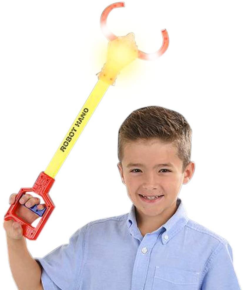 Light-Up Robot Arm Reacher Grabber Toy, Set of 2, 20" Robotic Hand Grab Claw w/ LED Flashing Lights, Cool Grabbing Stick, Batteries Included, Best Birthday Gift for Boys & Girls