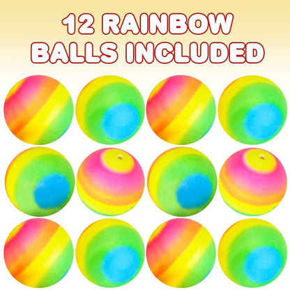 ArtCreativity Rainbow Balls for Kids, Set of 12, Bouncy 2.5 Inch Rubber Balls, Beautiful Rainbow Colors, Park and Beach Outdoor Fun, Durable Outside Play Toys for Boys and Girls