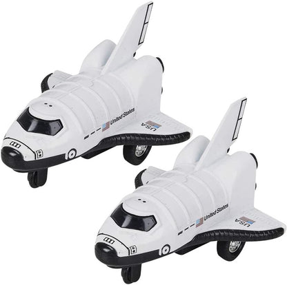 ArtCreativity Diecast Mini Space Shuttle with Pullback Mechanism, Set of 2, Diecast Metal NASA Space Toys for Boys, Astronaut Cake Decorations, Astronaut Space Theme Party Favors